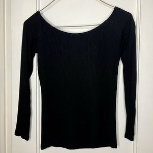 Asos Off the Shoulder Women’s Top Size US 6 Black Long Sleeve Fitted